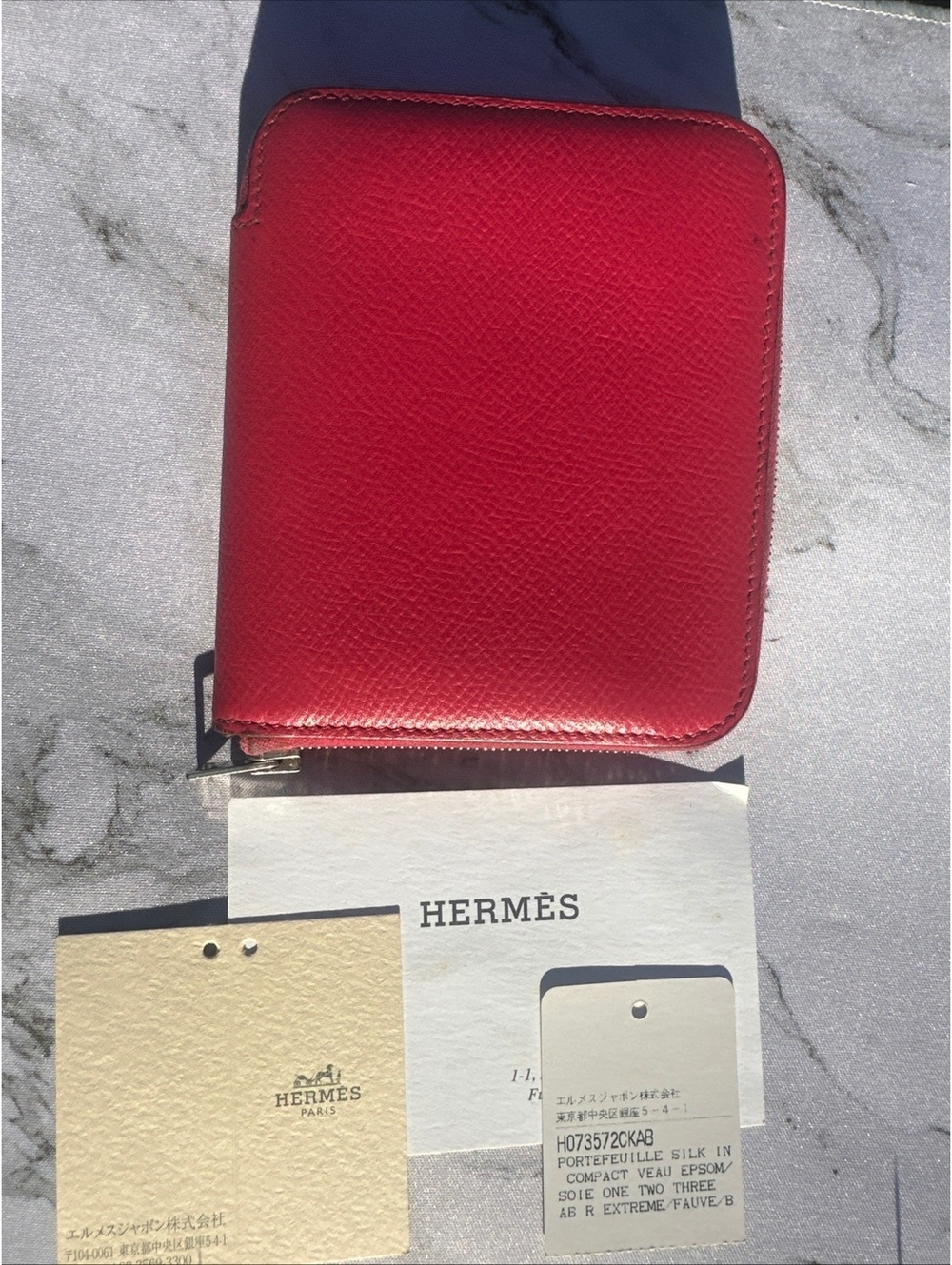 Hermes Silk'in Wallet Extreme Pink Epsom Silk Lined 2017